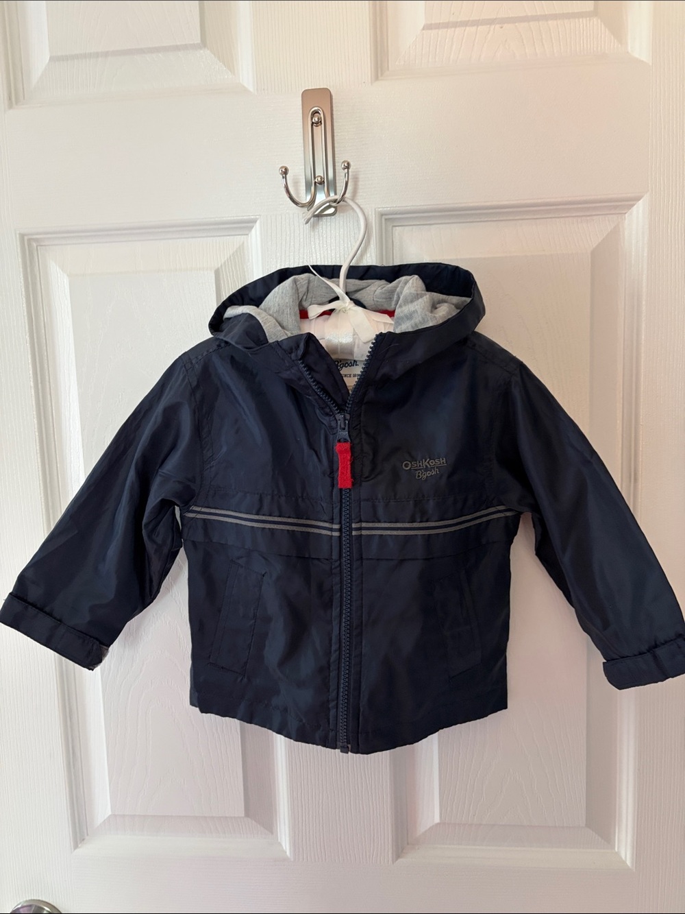 Vintage OshKosh B'gosh Navy Hooded Windbreaker Rain Jacket Baby Toddler Size 12M